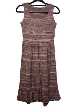 Peruvian Connection Women's Medium Pima Cotton A-Line Sleeveless Dress Stripes